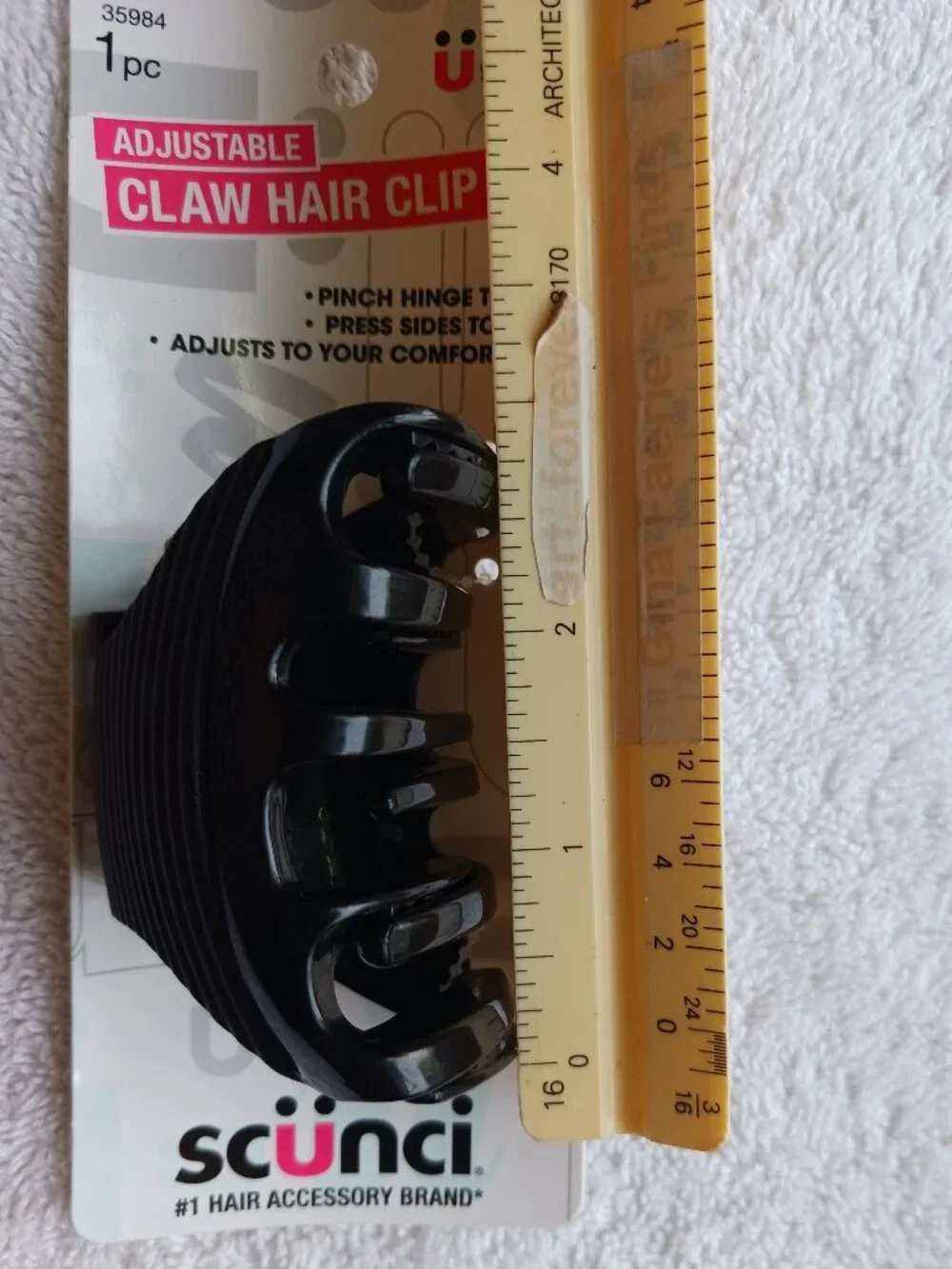 Scunci Adjustable Teeth Pinch Hinge Black Plastic Claw Hair Clip Jaw Wingless